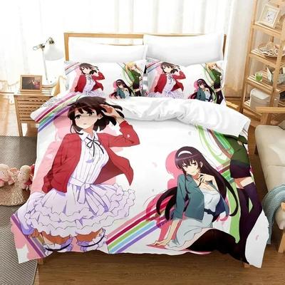 3D Anime Saekano patalynės komplektas antklodės užvalkalas lovos komplektas antklodės užvalkalas pagalvės užvalkalas antklodė karališko dydžio karalienės dydžio berniukams suaugusiųjų patalynės komplektas