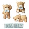 Bear Cake Toppers Mini Bear Cake Decorations Blue BABY Letter Cake Toppers Gold Blue White Pearl Ball For Baby Shower Boy Birthd
