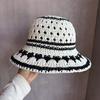 Summer Pattern Women Hollowed Out Hat With Large Brim Uv Sunshade Outings For