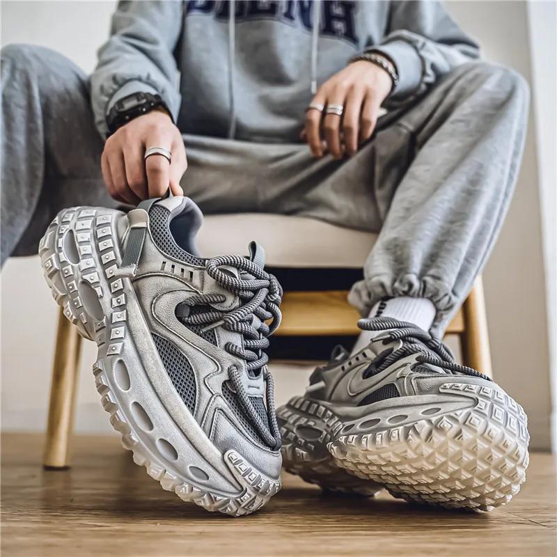 Men Vintage Platform Street Style Skateboard Sneakers Outdoor Sports Running Shoes High Quality Chunky Breathable Casual Shoes