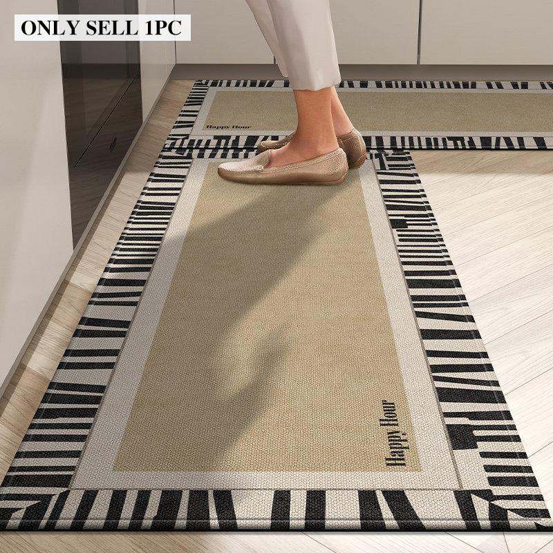 Kitchen Carpet PVC Waterproof Oil Proof Non-Slip Leather Floor Mat Minimalist Geometric Pattern Rug Long Size Home Decor Rugs