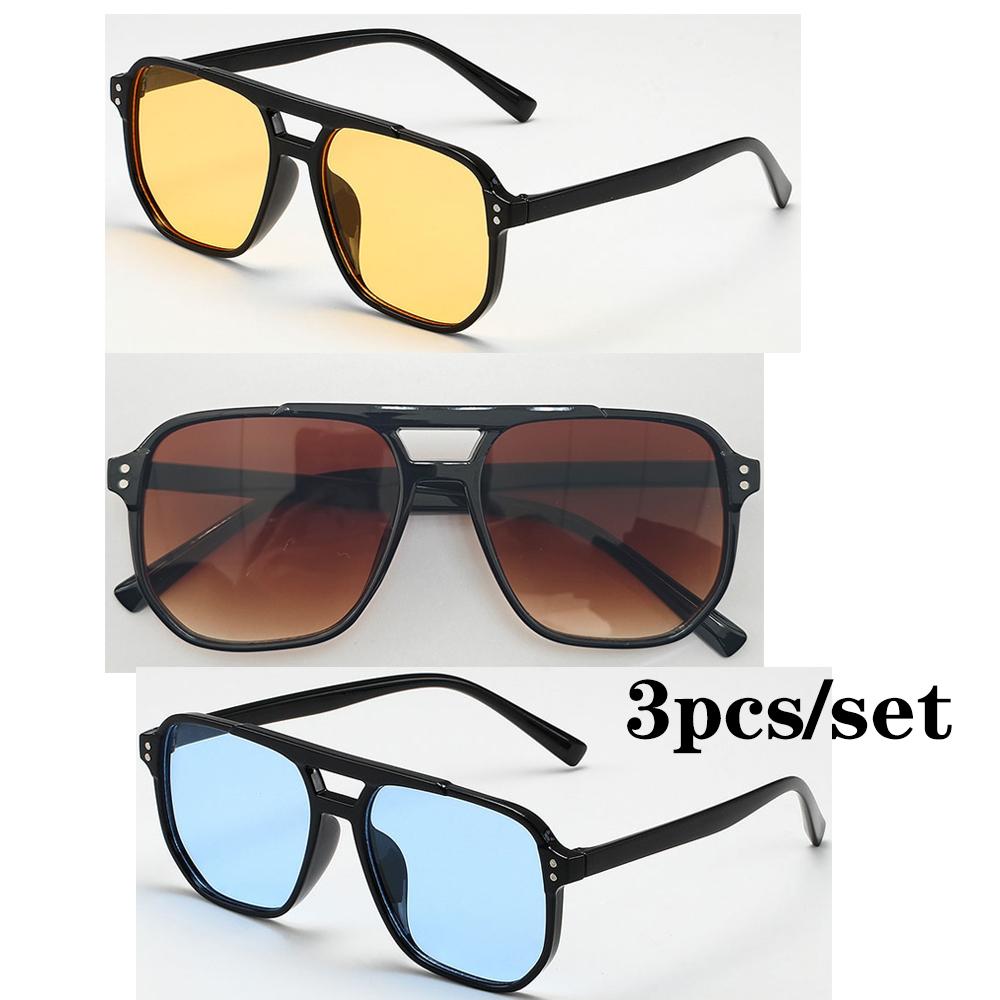 Women Men Square Sun Glasses Retro Polygon Sunglasses Female Black Vintage Fashion Ladies Oculos De Sol Double Beam Eyeglasses