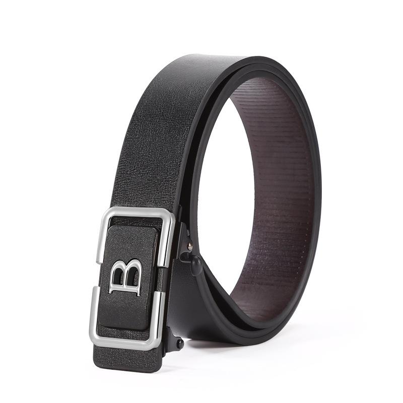 

Ремень мужской беззубый автоматическая пряжка ремень из коровьей кожи деловой повседневный средний зеленый ремень 130cm серебряный