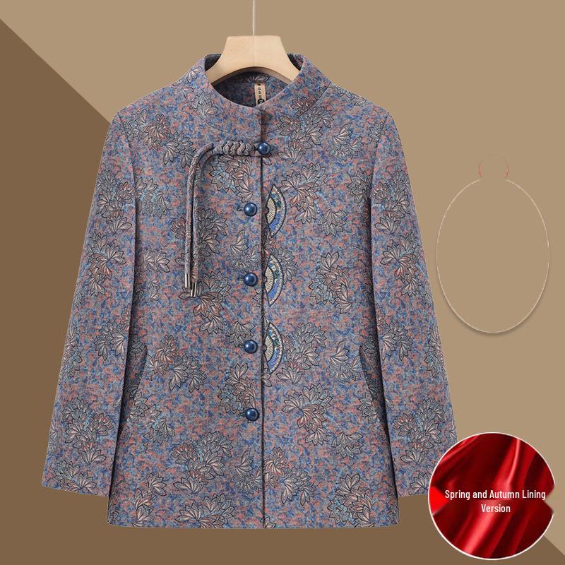 

Элегантный шерстяной пиджак Тан для женщин среднего возраста: Стильная весенне-осенняя одежда для бабушки XL [80-105 lbs]