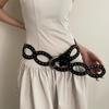 Elliptic Geometry PU Leather Waistbands Hollow Out Rivet Waist Belt  Dress Decoration
