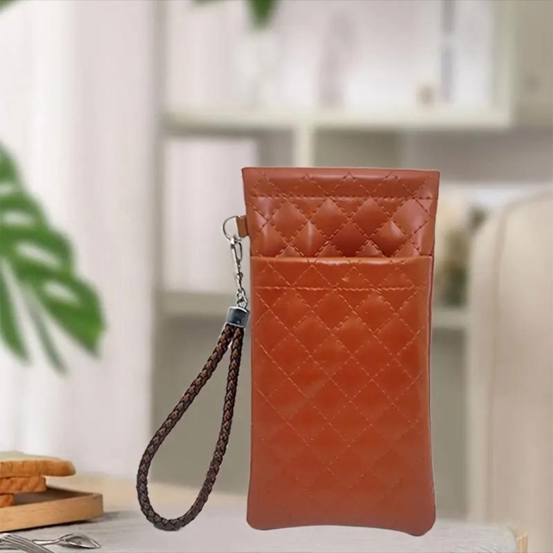 Double Compartment Eyeglass Organizers With Squeeze Top Closure And Strap For Women Multiple Color Option