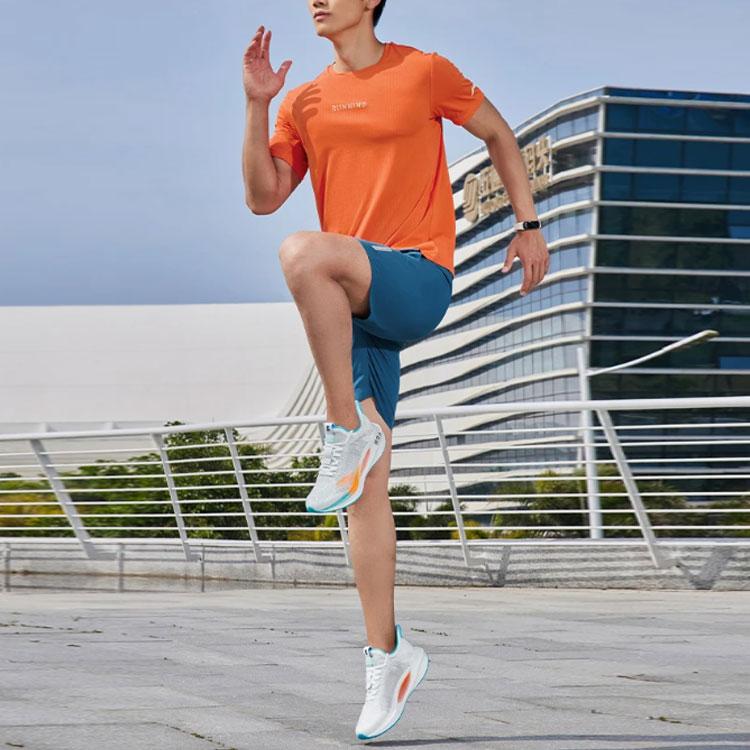 Li-Ning Quick-Dry Cool Breathable Solid Color Logo Print Straight-Leg Fitness Sports Shorts Men Shorts Dark-Star-Blue AKST617-3