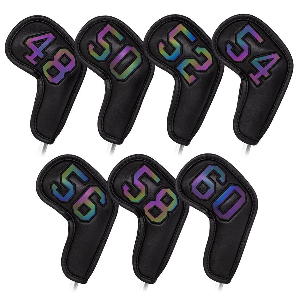 PU Leather Golf Iron Head Covers, Protective Club Covers