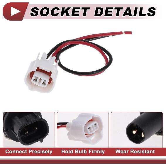 1 Set Side Marker Light Socket Wiring for Toyota 4Runner 2013-2021 No.90075-60077/9007560077 Headlight Lamp Bulb Pigtail Connector Harness
