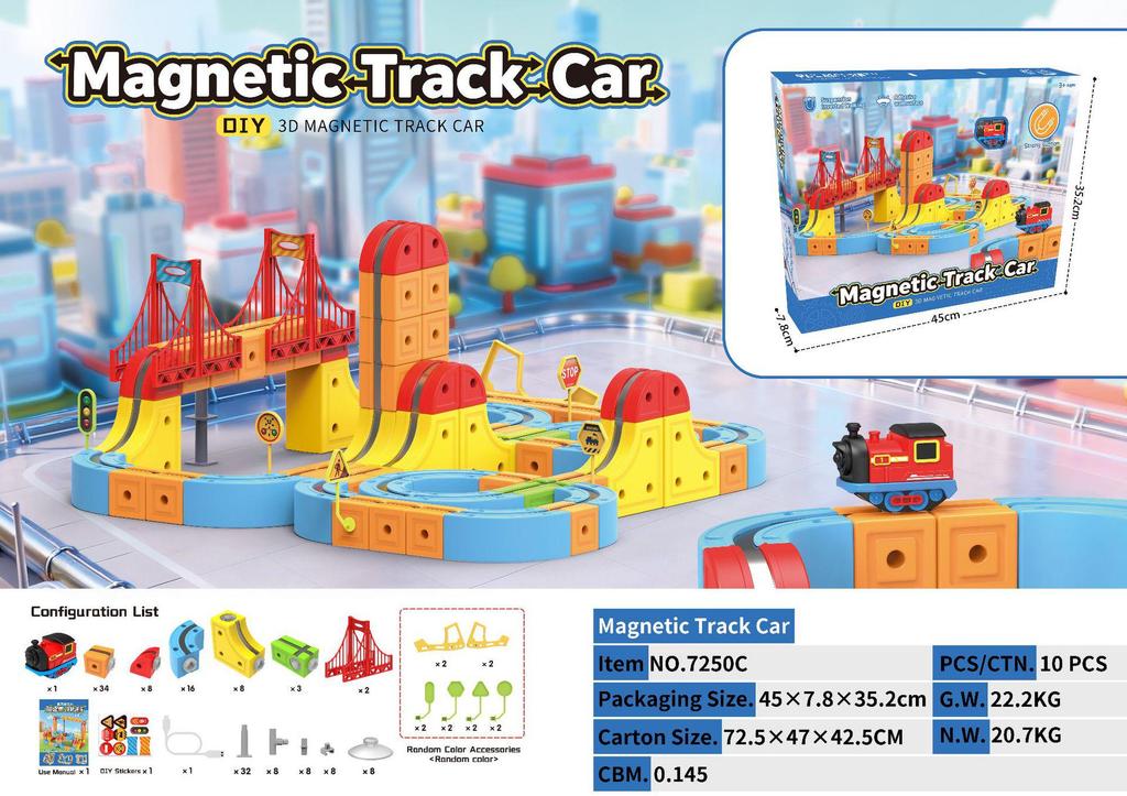 Electric High-Speed Magnetic Train Set with 3D Track - DIY Educational Assembly Blocks for Kids