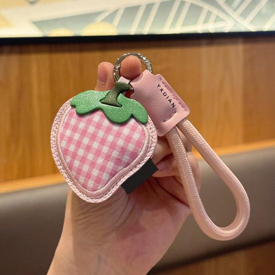 Keychain Imitation Leather Strawberry Star Fruit Design Keychain Pendant with Lanyard Mobile Phone Bag Hanging Ornament