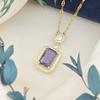 Necklace Women's European and American Fashion Hot Sale Rectangular Round Micro-inlaid Zircon Temperament Collarbone Chain High-end Accessories