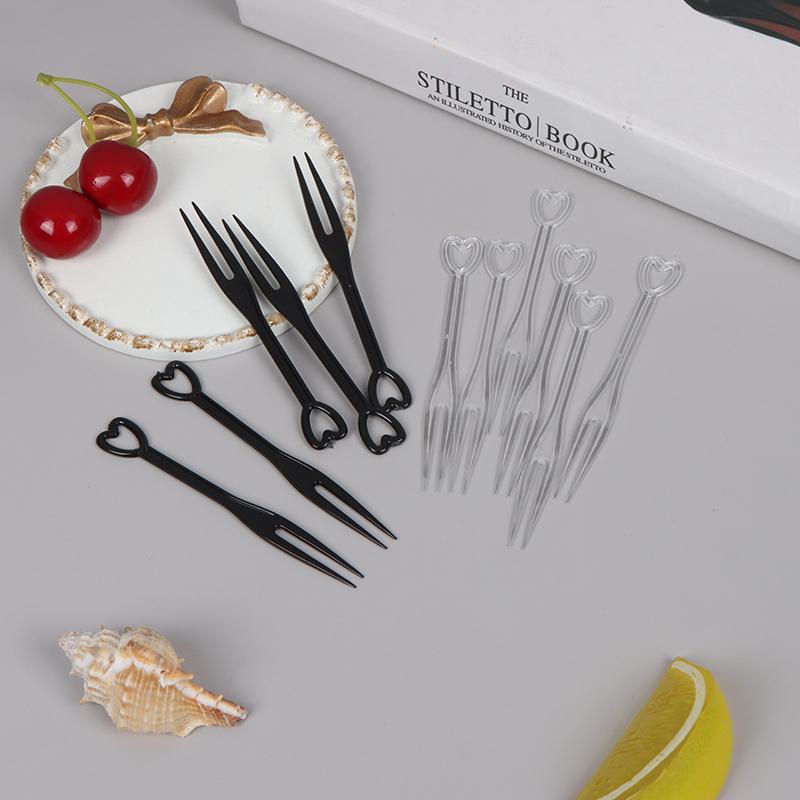 100Pcs/Bag Fruit Fork Mini Clear Plastic Forks Home Dining Food Cake Fruit Fork