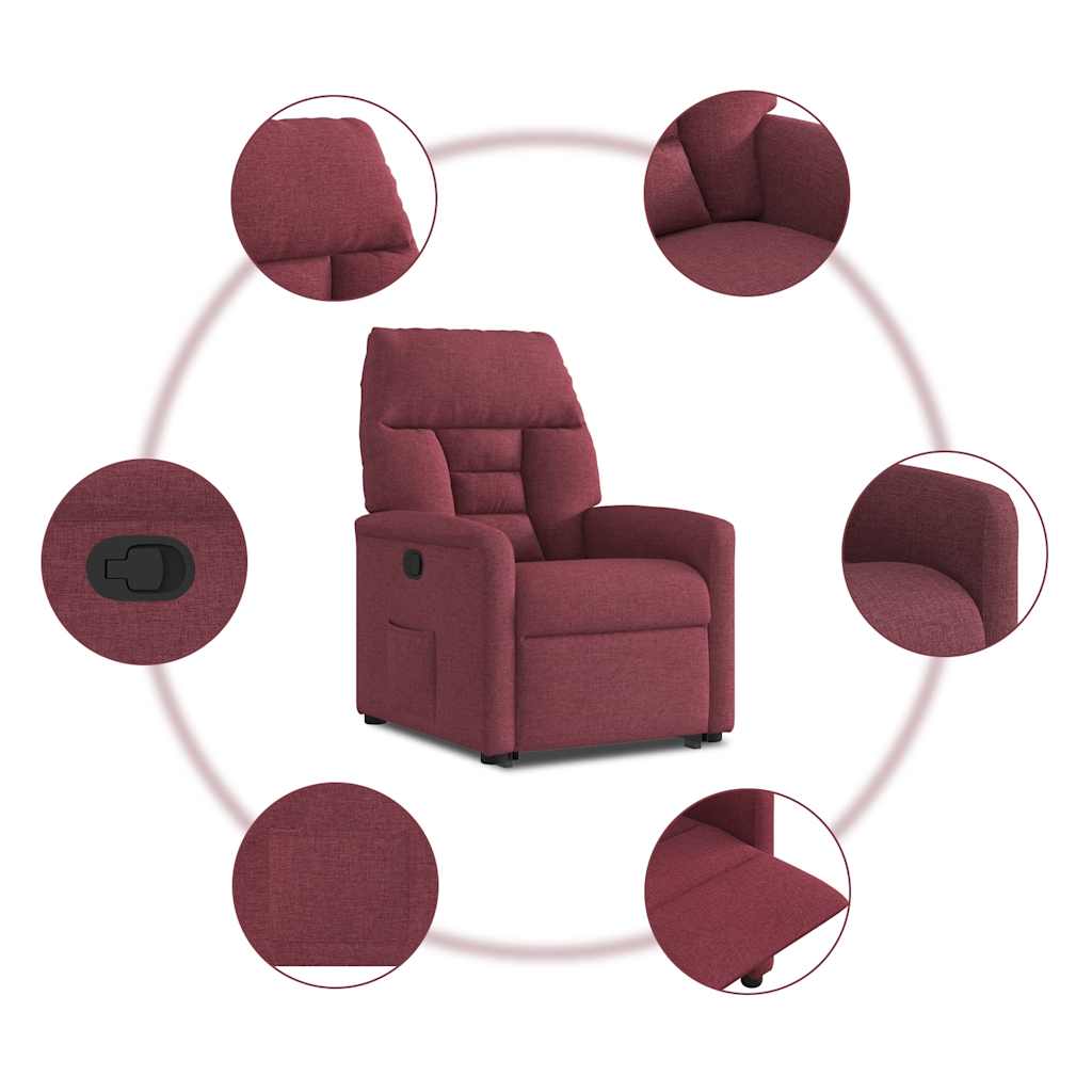 Recliner Chair with Rising Function Burgundy Fabric