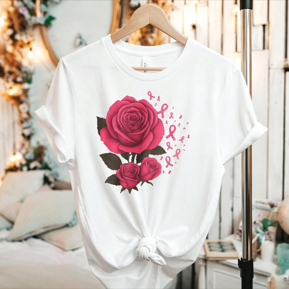In This Family No One Fights Alone TShirt Breast Cancer Awareness Family Support Graphic Tee Ribbon Butterfly Flower Cotton Top
