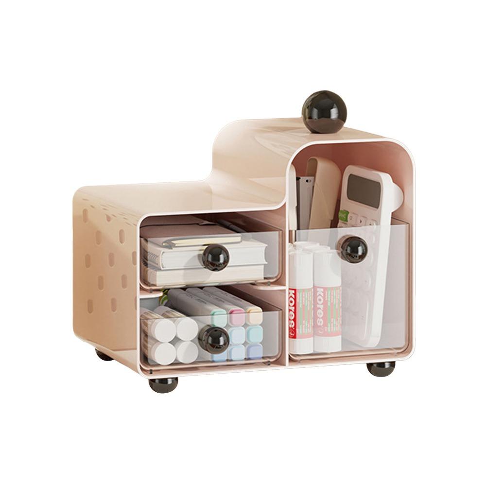 

Двухслойный ящик для хранения чайных пакетиков с 3 отделениями, большой вместимости, с выдвижными ящиками, контейнер для хранения канцелярских товаров, акриловый контейнер для хранения розовый