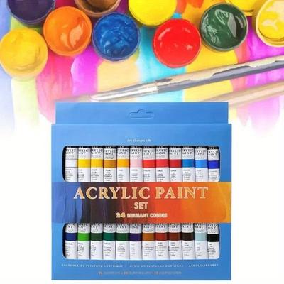 24-teiliges DIY-Set mit farbigen Acrylpigmenten, ungiftig und langlebig, 12 ml zylindrische Malpigmente