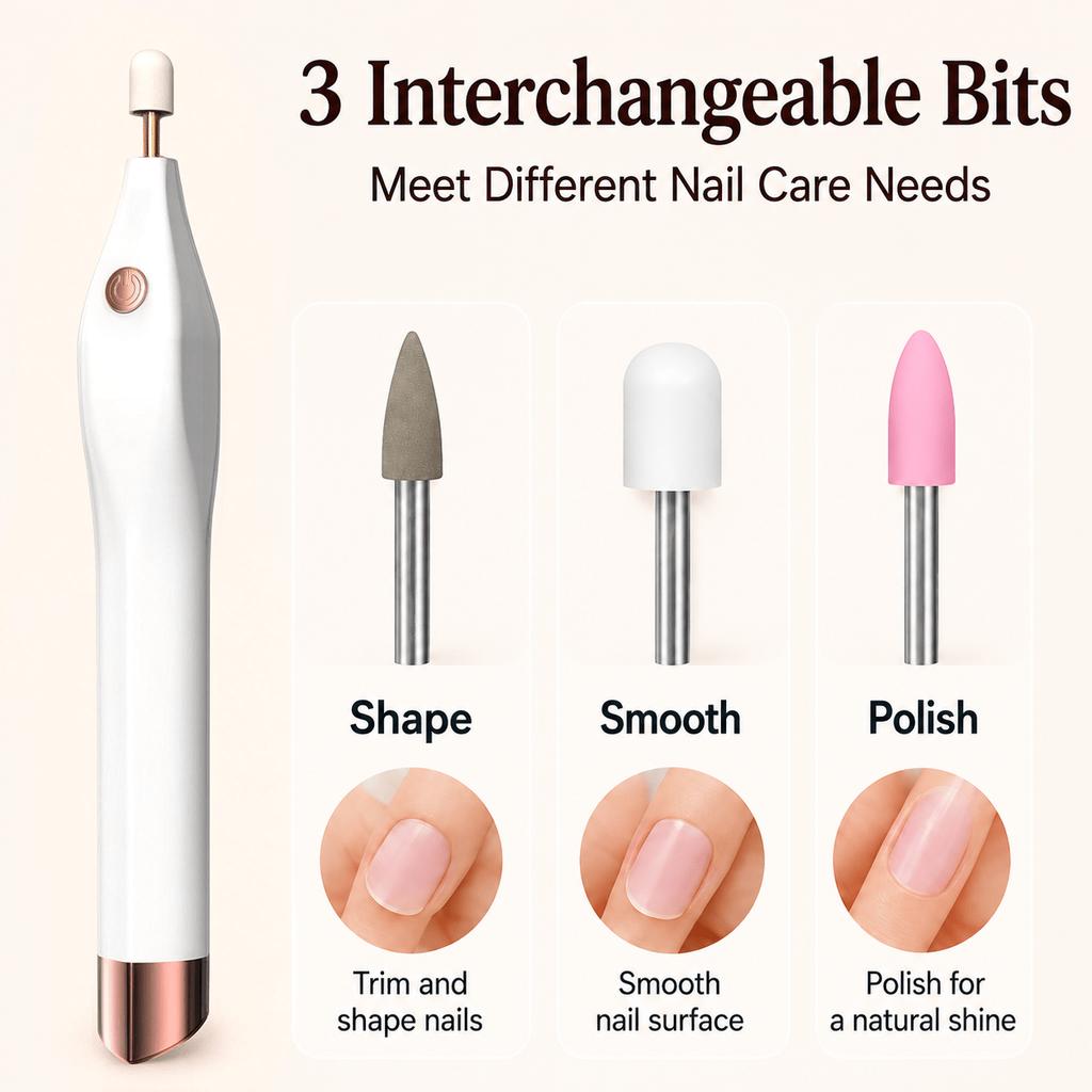 2pcs Electric Nail Buffer, Nail File Set, Nail Trimming And Shaping Tool Design, Women'S Manicure Kit, Nail Files Suitable for Home Salon Use