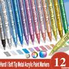 12 Color Metallic Marker Pen Resin Drawing Pen Acrylic Paint DIY Highlights Permanent Marker DIY Card Art Supplies Stationery
