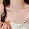 "Elegant Korean Titanium Steel Zircon Bow Necklace for Women"