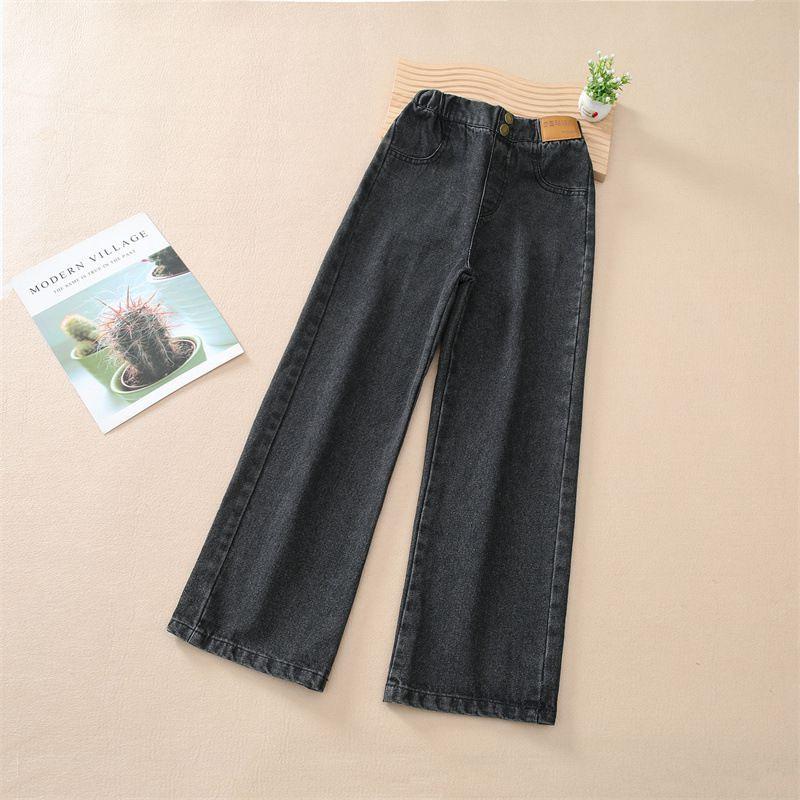 Mädchen lockere Jeanshose Herbst Kinder lässige gerade lange Hose Teenager Schule große Kinder Weitbeinige Hose 5-14 Jahre