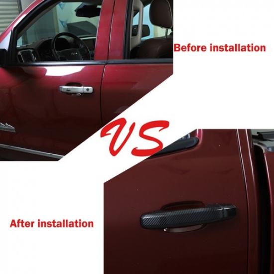 8x Exterior Door Handle Cover Trim Carbon Fiber For Chevy Silverado GMC Sierra