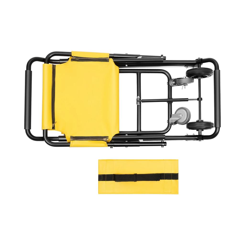 Portable Folding Evacuation Manual Lift Stair Chair with 350 lbs Load Capacity 4 Wheels - for Seniors, Daily Transfer