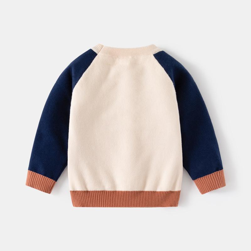 Autumn New Mountain Children's Clothing Boys Double-layer Cotton Thread Bear Holiday Pullover Sweater Children's Shoulder Sleeves Thick Top