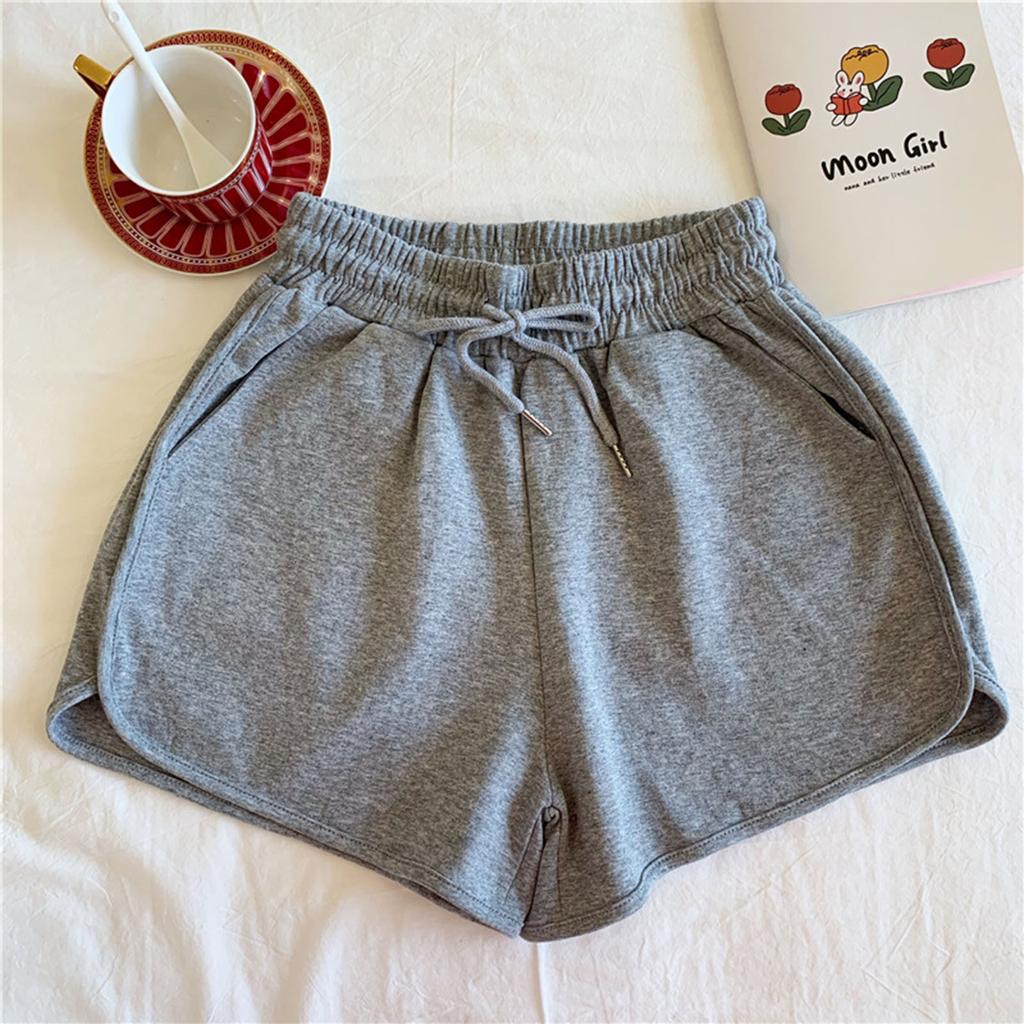 Pantaloni corti larghi da donna, comodi e comodi, con coulisse, in vita, elasticizzati