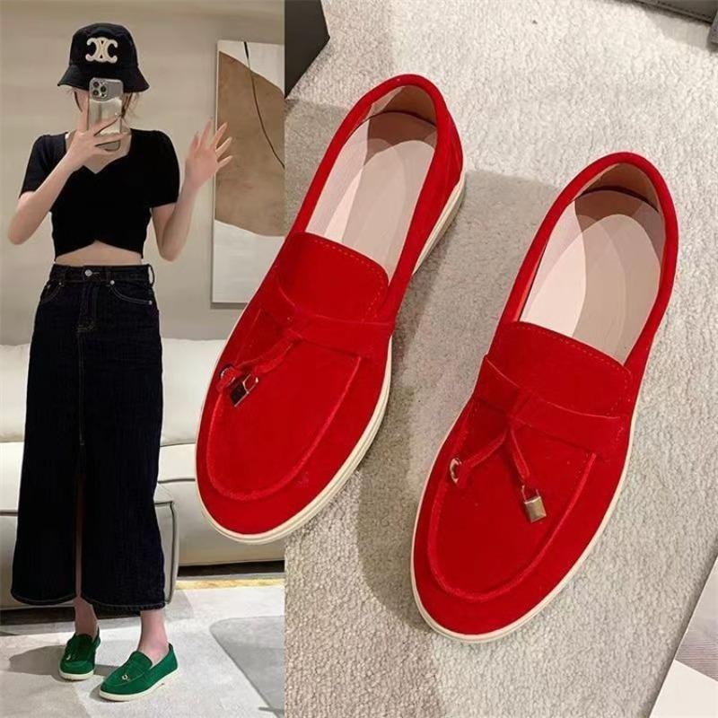 

New single 5 one-pedal loafer beanie shoes women s foot rubber 35 красный
