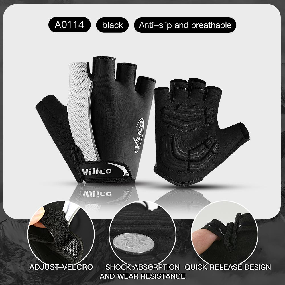 Quick Drying Short Finger Riding Gloves Shock Absorbing Anti Slip Fit Multiple Colors Cycling Gloves