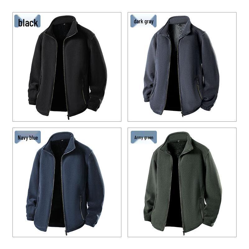 ROMON Men's Thickened Stand Collar Fleece Jacket