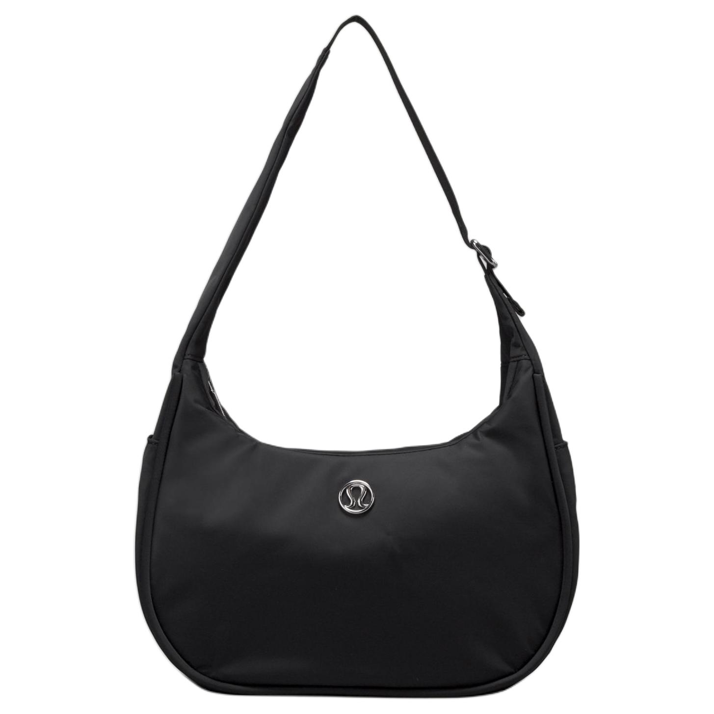 Lululemon Mini 4L Metal Logo Zipper Closure Nylon Recycled Polyester Pleated Shoulder Bag Women Shoulder Bag Black LW9EUCS-0001 Black
