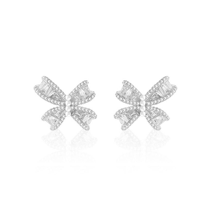 Barbie earrings Sparkling bow temperament niche design high-end sense sweet sparkling new daily versatile commuting exquisite fugitive BBE716578 золотой