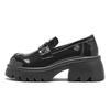 Augustine black platform loafers for women's 2025 autumn new models with skirts, thick heels, and jk small leather shoes.