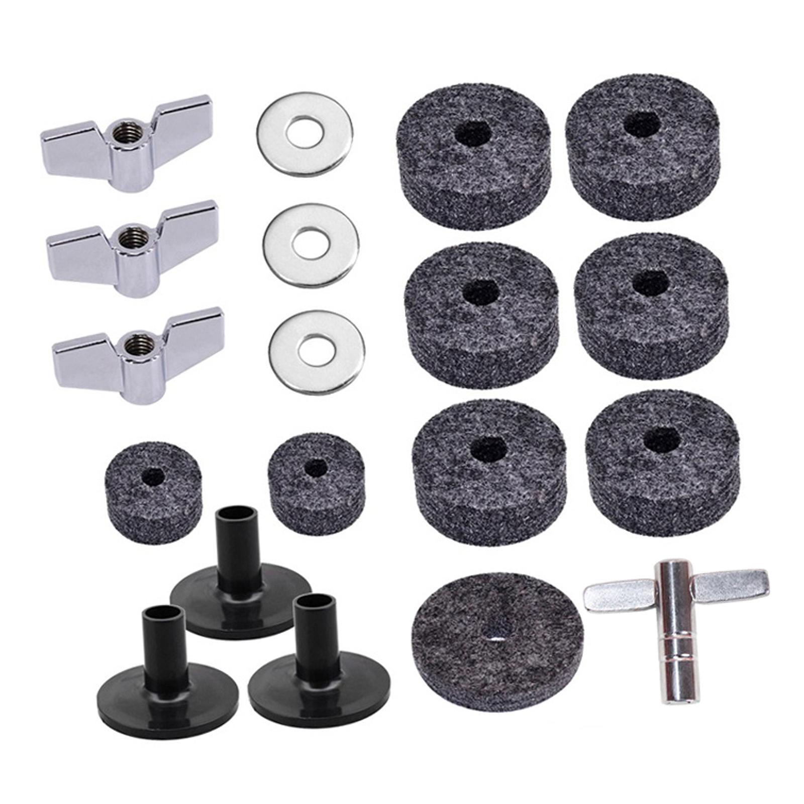 19Pcs Cymbal Replacement Accessories, Quick Release Cymbal Sleeve Cymbal Felts for Stage, Show, Performance, Practice серый