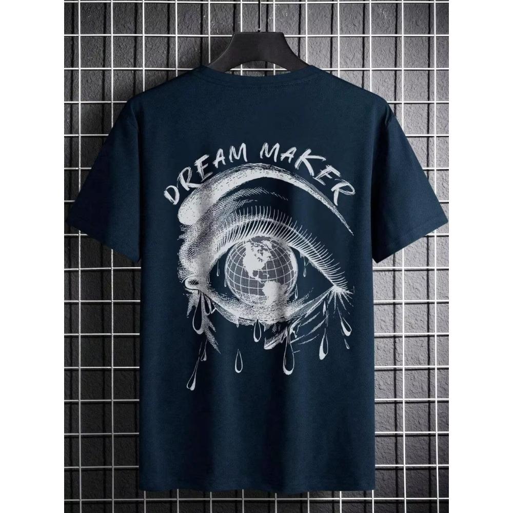 Dream Maker Tričko s potiskem Tearful Earth Muži Oblečení Léto Volné Tričko Bavlna Ležérní Tričko Street Hip Hop Trička oversize