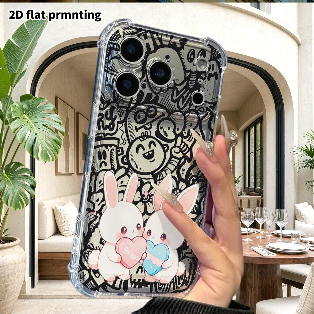 Phone Case: 2D Flat Suitable for iPhone 18 17 16 15 14 13 Pro, Transparent Four Corner Protective Case, Heart Shaped Gift Box, Christmas and Halloween