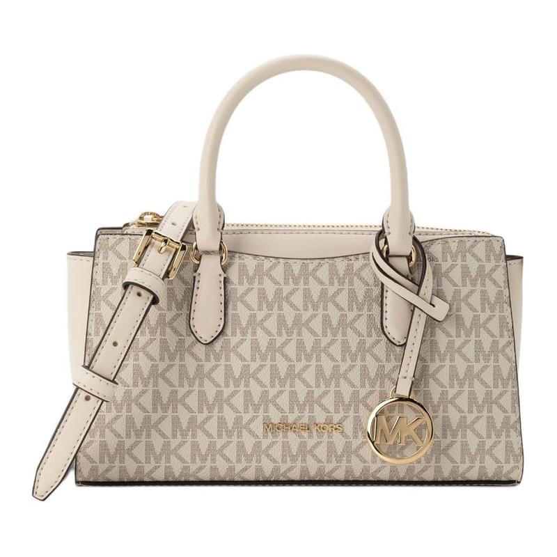 MICHAEL KORS ARDEN ARDEN logo print charm coated canvas crossbody bag handbag small women s light cream коричневый