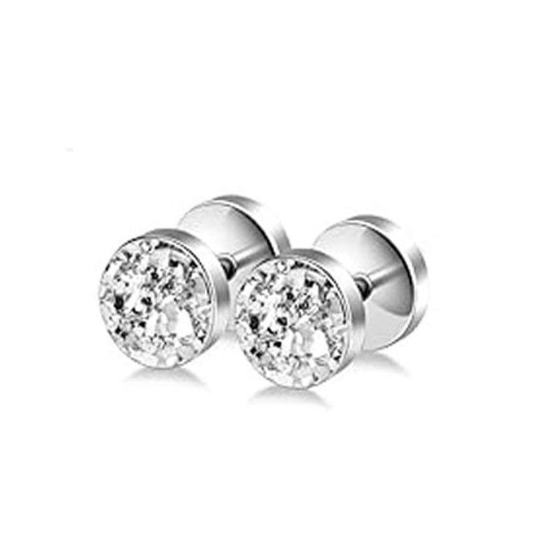 Pendientes Redondos de Acero Inoxidable con Cruz y Goteo de Aceite para Hombre