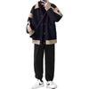 Men's Oversized Patchwork Wool Coat – Hong Kong Style Loose Fit Lapel Jacket, Trendy Korean Casual Design