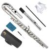 SLADE 16-Hole Closed Flute Nickel-Plated Transverse Flute | Dual Head Joints Set for Children's Concert & Practice Pro Flute