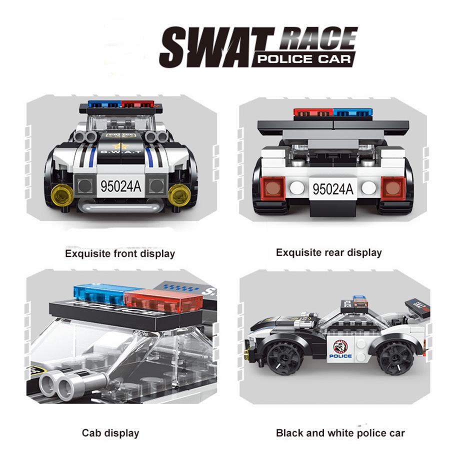 SWAT City Police Plane Building Blocks Dual-Rotor Helicopter Famous Car DIY MOC Classic Model Bricks for Children Kits