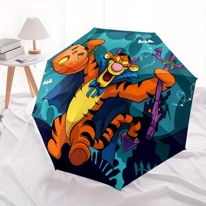 1pc Halloween Tigger Fully Automatic Folding Portable Umbrella, 8 Steel Frames, Three-Fold Design, Suitable for All Seasons, Suitable for Ou