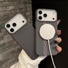 iPhone 17 Pro Max Carbon Fiber Texture Case with Metal Lens Magnet Cover