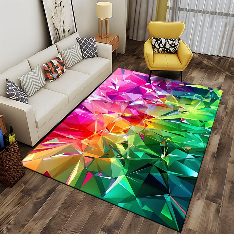 Abstract Colorful Geometric Carpet Suitable As a Non-slip Mat for the Living Room or Bedroom Sofa