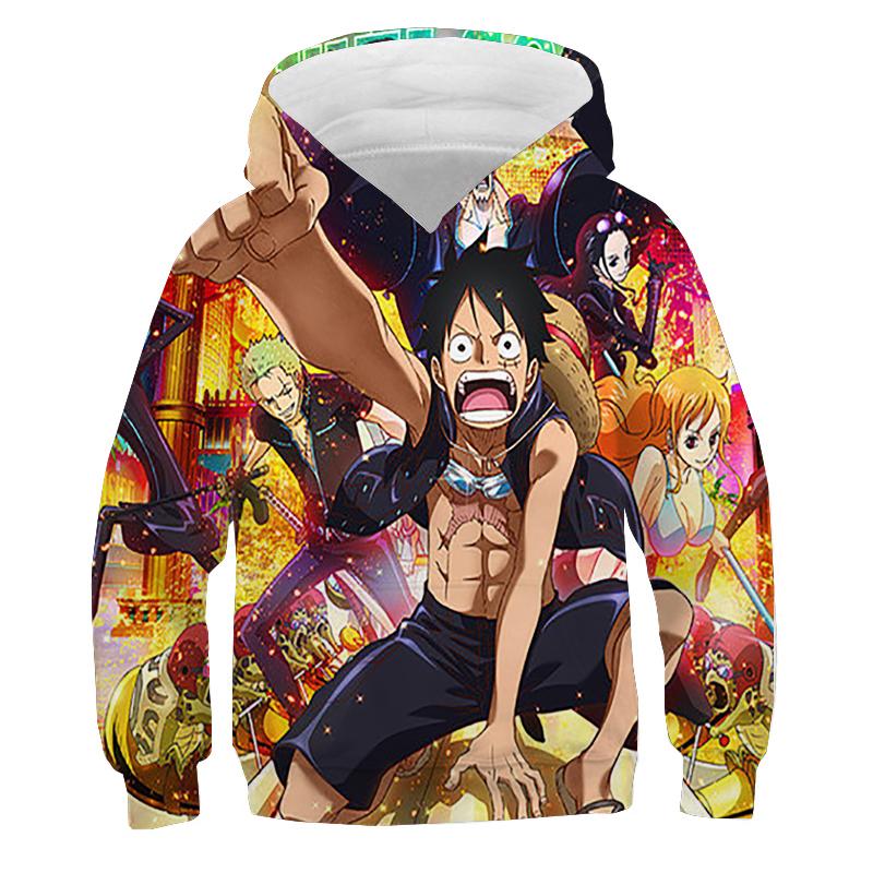 Moletom com capuz infantil One Piece Moletom com capuz Anime Luffy Moletom com capuz Roupas infantis Meninos Meninas Manga comprida Outono Quente Pulôver Casual Tops