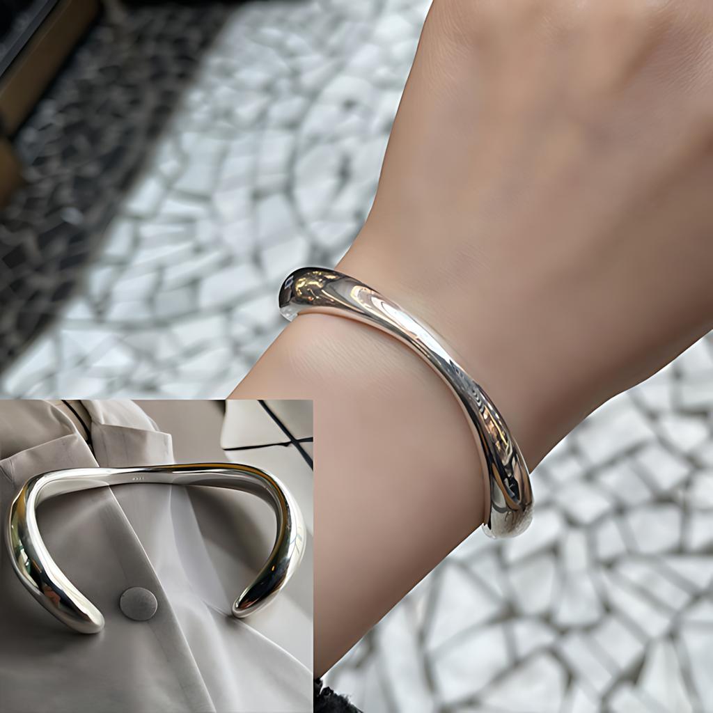 PANJBJ 925 Sterling Silver Feather Adjustable Couple Bangle Gothic Punk Design Women Jewelry Gift Lucky Bracelet Dropshipping