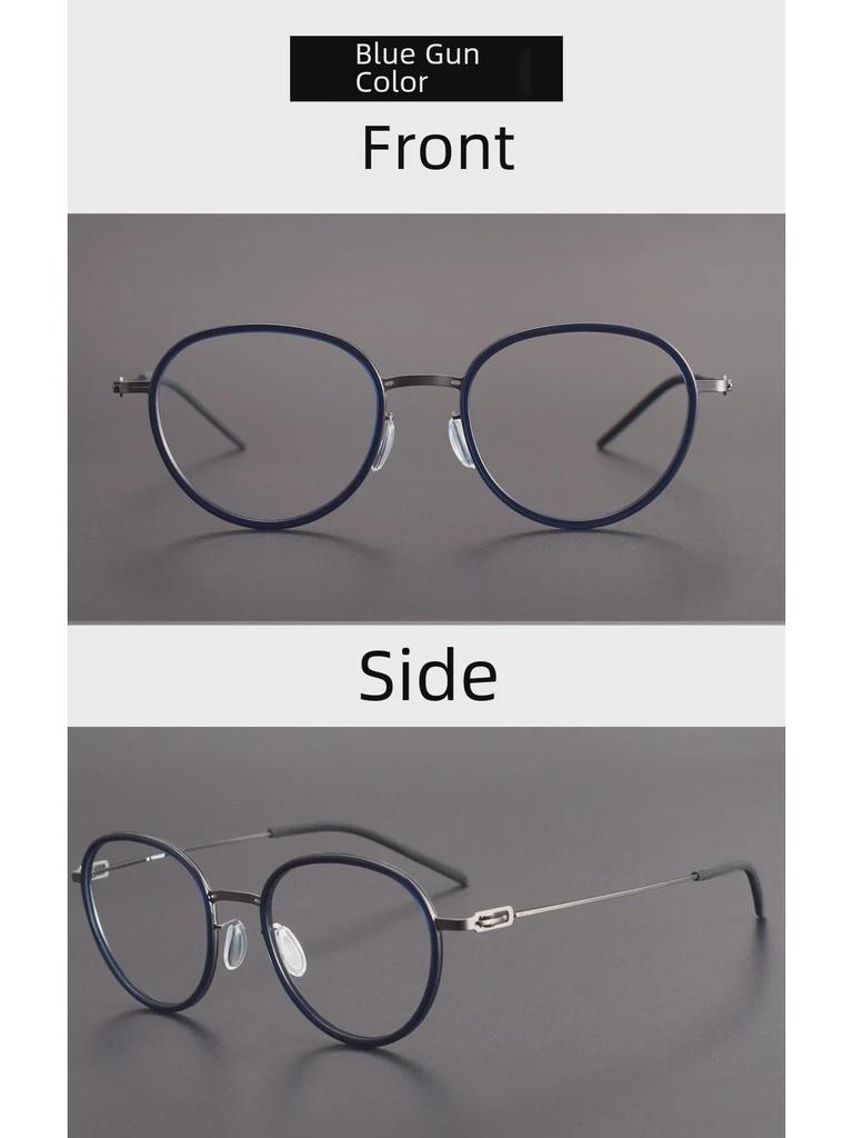 Unisex L1043 Ultra-Light Pure Titanium Glasses Frame - Minimalist Casual Style, Suitable for Prescription Lenses.