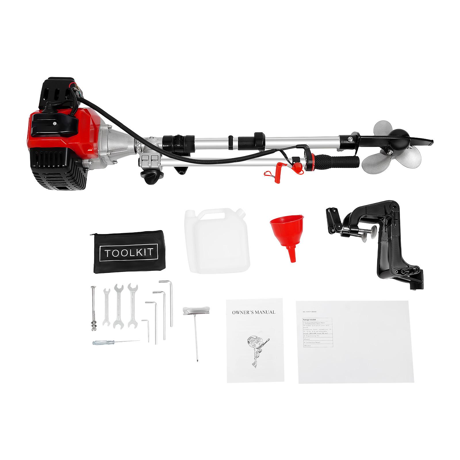 

2.3HP 2-Stroke Outboard Motor - 52cc Air-Cooled Boat Engine with 360° Steering & Quick Start for Small Boats (Up to 8.2ft) чёрный